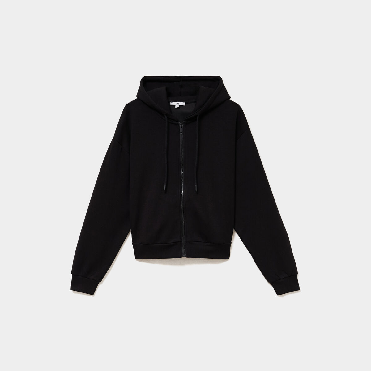 Sweat zipp&eacute; &agrave; capuche noir femme