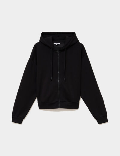 Sweat zipp&eacute; &agrave; capuche noir femme