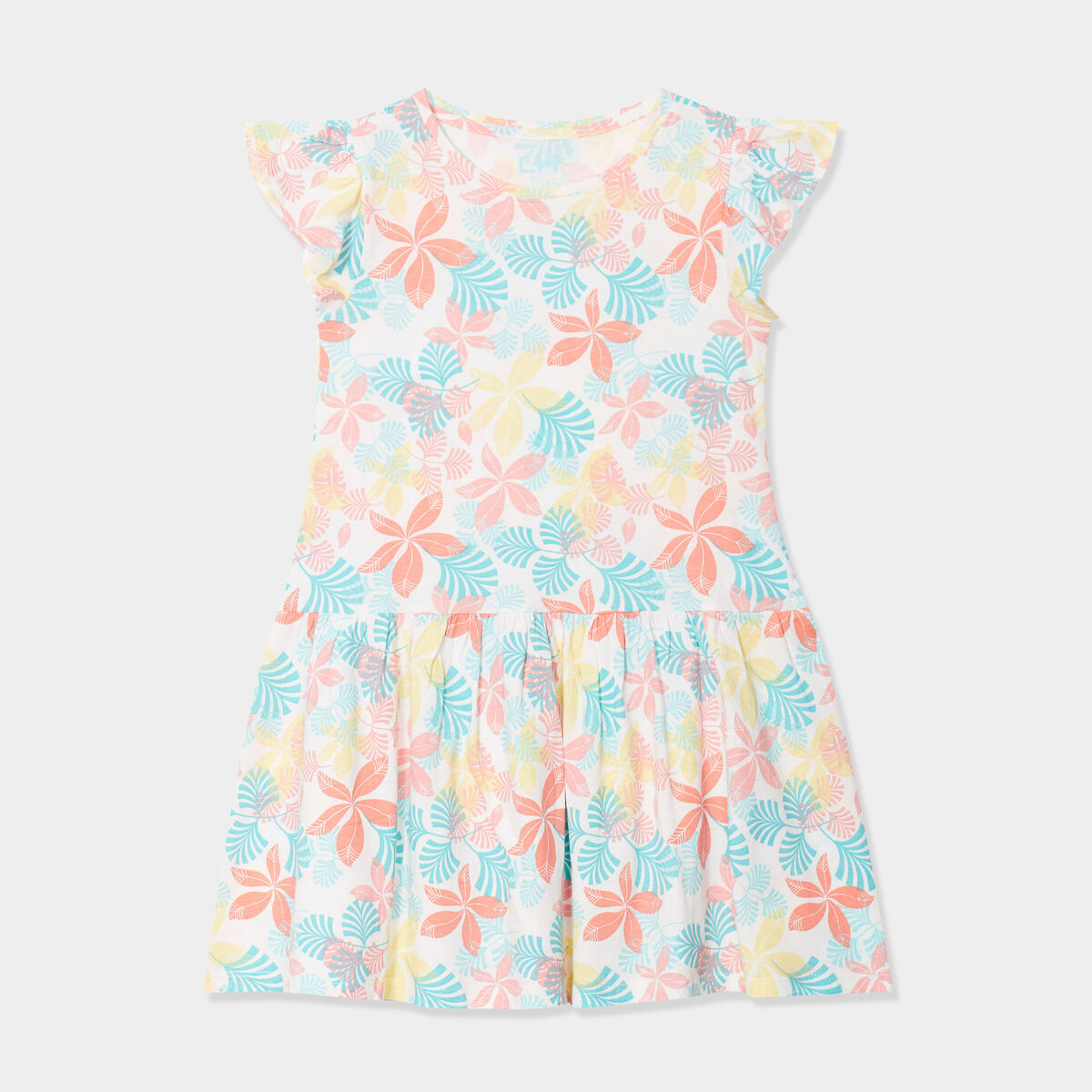 Robe courte évasée à volants ecru fille