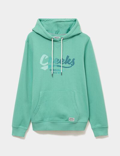 Sweat hoodie molleton1 poche vert menthe homme