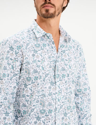 Chemise ajust&eacute;e manches longues blanc homme