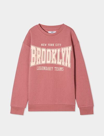 Sweat oversize manches longues vieux rose garçon