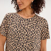 T-shirt manches courtes m&eacute;lange lin beige clair femme