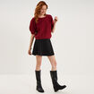 Pull sequins et manches courtes ballons rouge femme