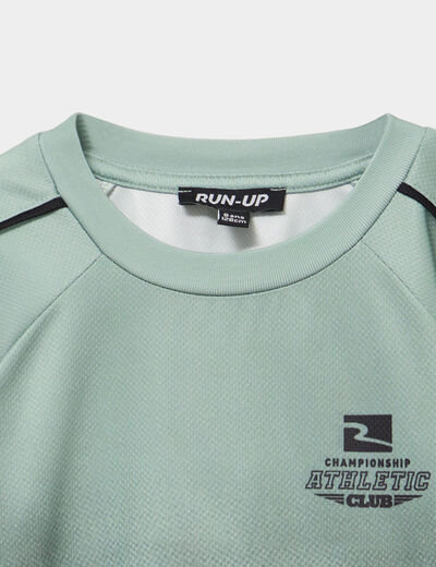 T-shirt de sport relax &agrave; manches courtes vert kaki gar&ccedil;on