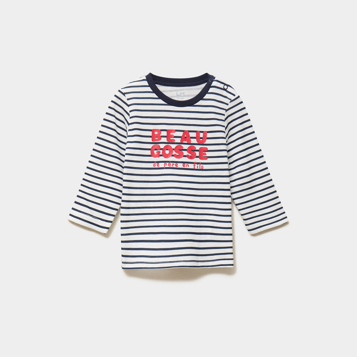 T-shirt manches longues col rond coton ecru b&eacute;b&eacute; gar&ccedil;on