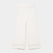 Pantalon large &eacute;lastiqu&eacute;e gaze coton blanc femme