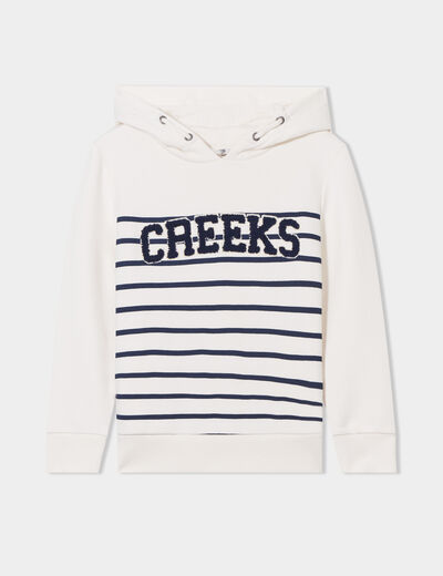 Sweat à capuche hoodie Creeks ecru garçon