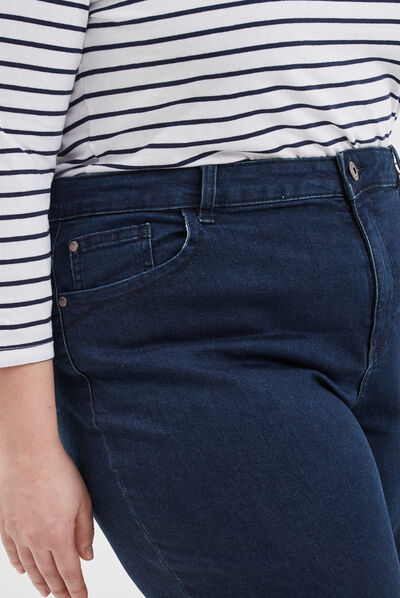Jeans flare taille haute 7/8ème 5 poches bleu femme grande taille