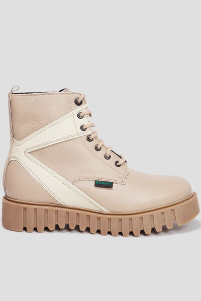 Bottines en cuir Kickers Kickfab sable femme