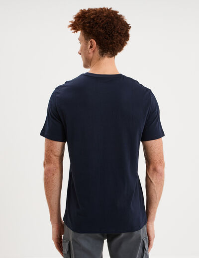 T-shirt col rond manches courtes coton bleu marine homme