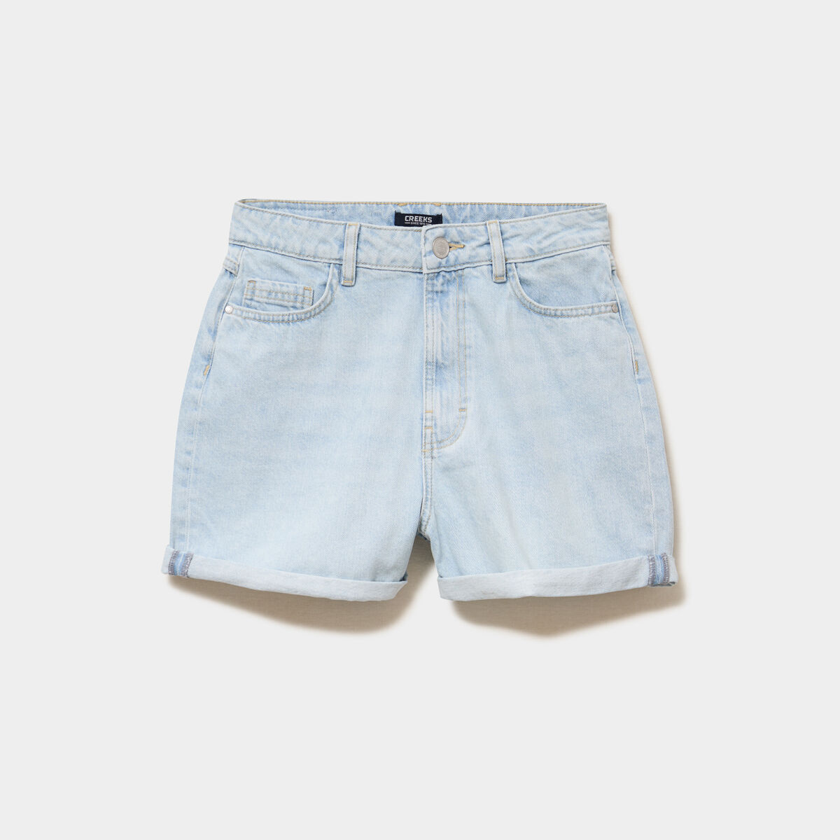 Short mom en jean 5 poches denim bleach femme