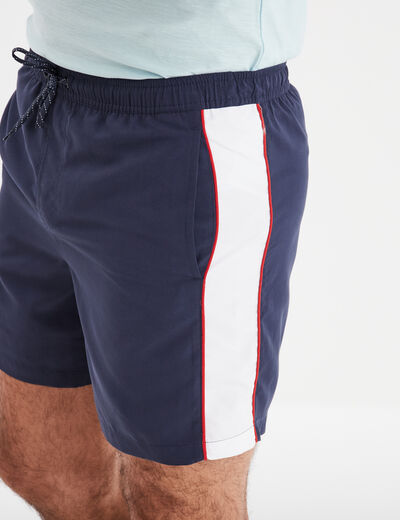 Short de bain droit à nouer bleu marine homme