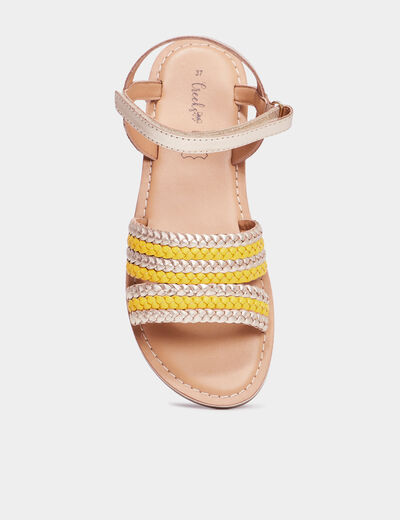 Sandales tressées en cuir Creeks jaune or fille