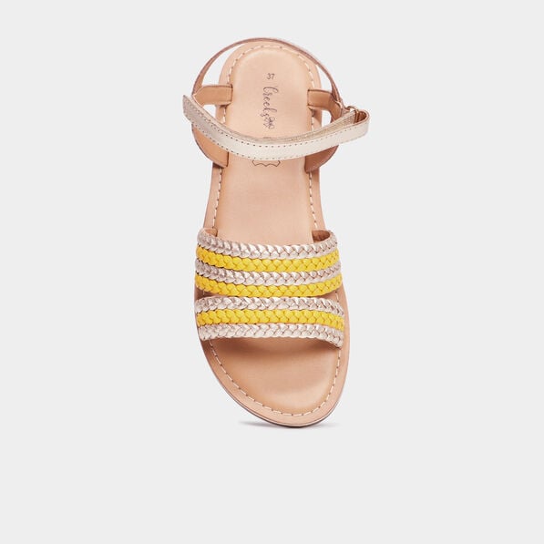 sandales tressees en cuir creeks jaune or fille Sandales tressées en cuir Creeks jaune or fille