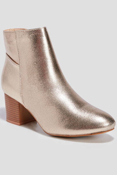 Bottines à talons métallisées jaune or femme