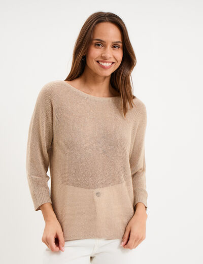 Pull manches longues sable femme
