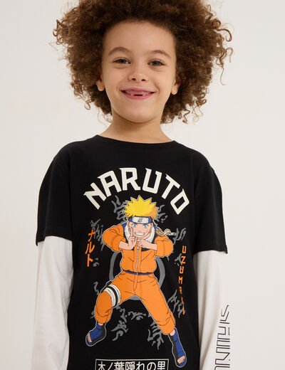 T-shirt manches longues coton Naruto noir garçon