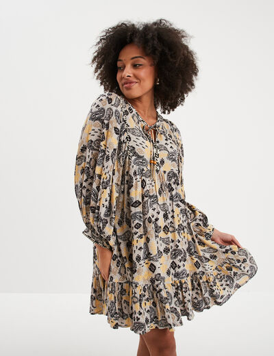 Robe évasée manches ballons Liberto ecru femme