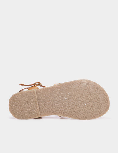 Sandales plates à brides en cuir Creeks camel fille