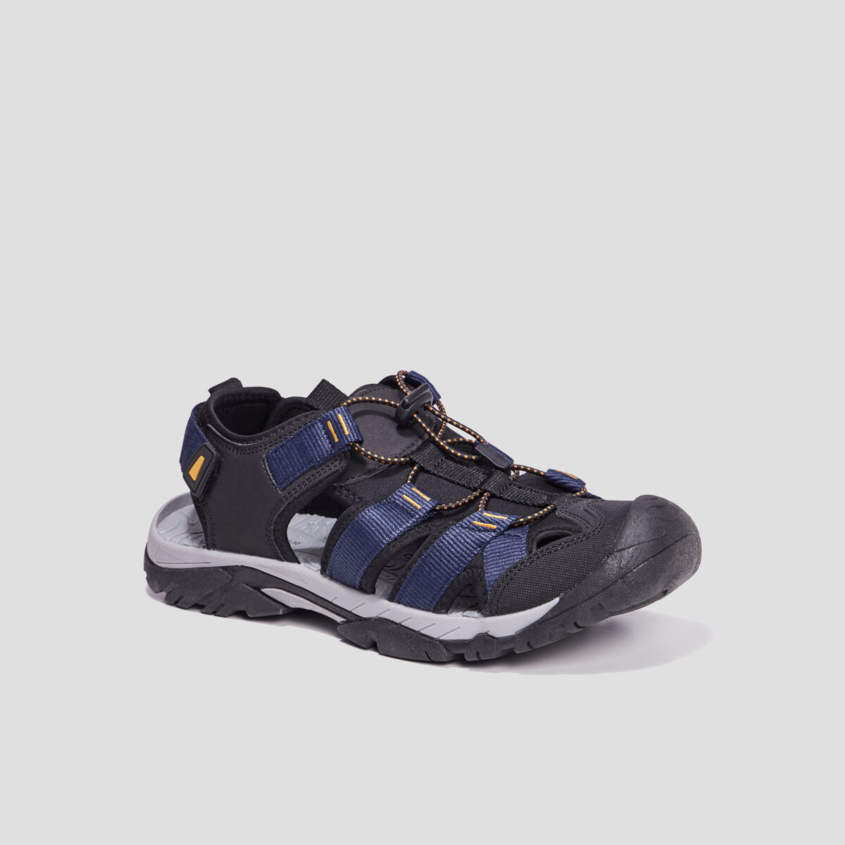 Sandales à scratch et lacets élastiqués bleu marine homme
