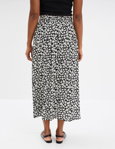 Jupe midi fendue fluide noir femme
