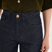 Jean large taille haute ceinture tress&eacute;e denim brut femme
