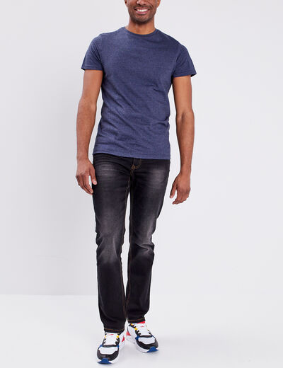 T-shirt coton manches courtes bleu marine homme