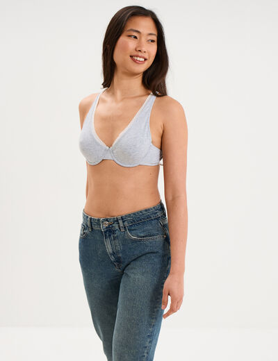 Soutien-gorge foulard coton majoritaire gris clair femme
