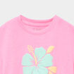 T-shirt nou&eacute; manches courtes rose fluo fille