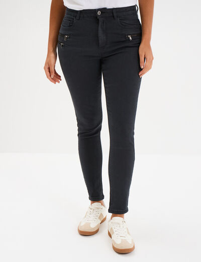 Pantalon skinny 7/8&egrave;me coton noir femme