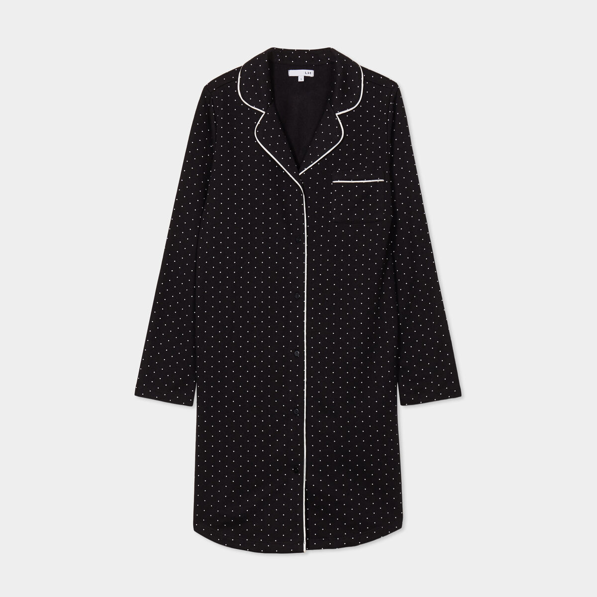 Liquette manches longues boutonnée noir femme