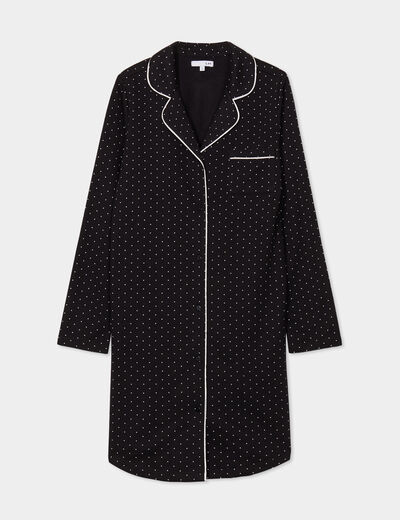 Liquette manches longues boutonnée noir femme