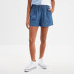 Short en jean fluide à coulisse denim double stone femme