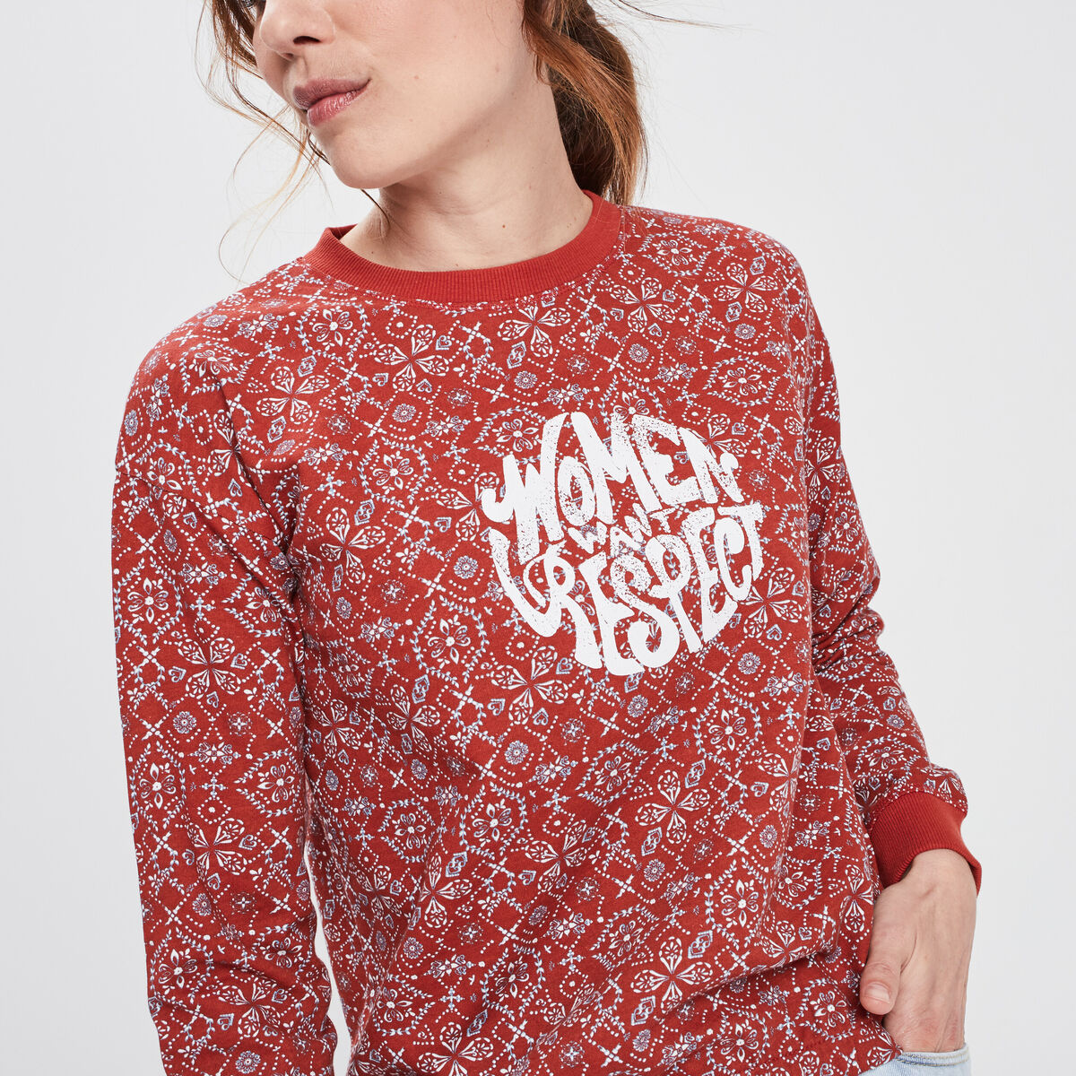 Sweat avec col rond rouge femme