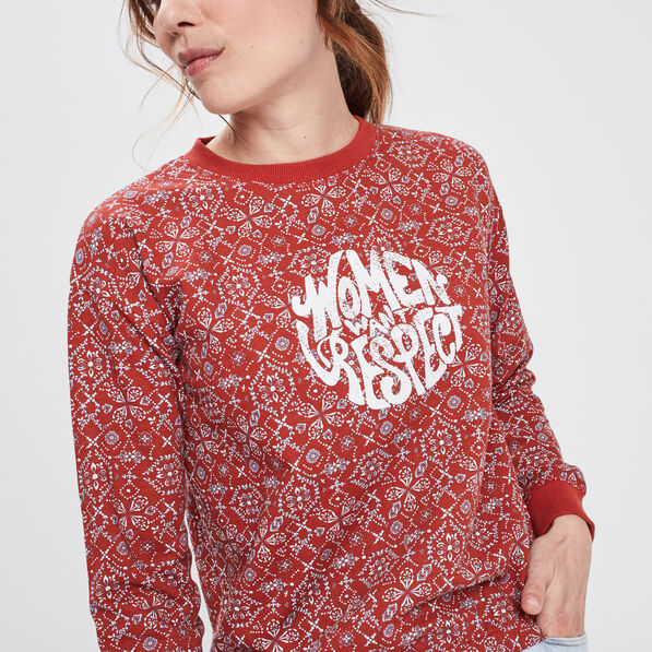 Sweat avec col rond rouge femme
