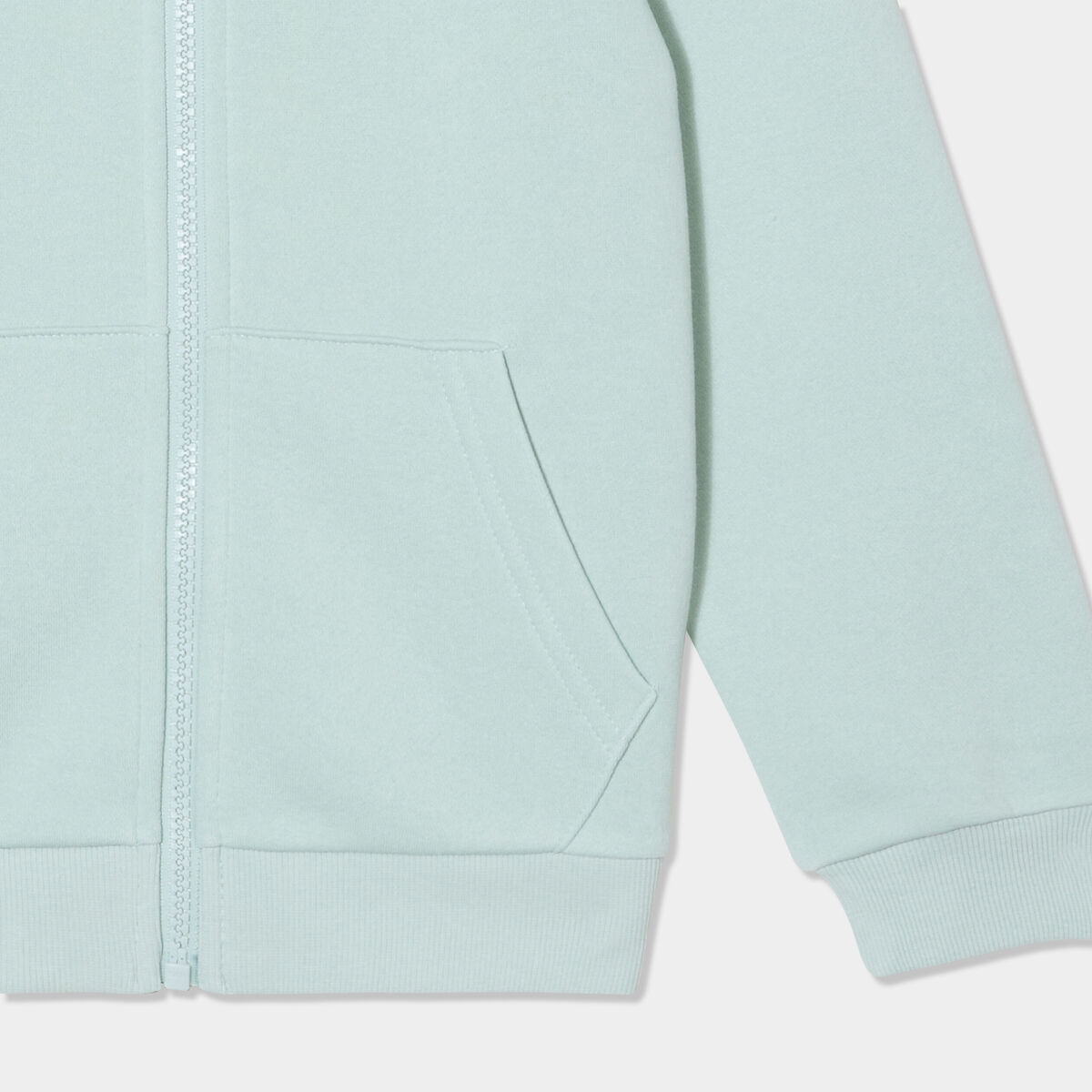 Sweat zipp&eacute; &agrave; capuche molleton vert pastel gar&ccedil;on