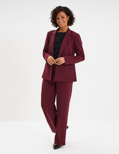 Pantalon droit avec pinces violet foncé femme