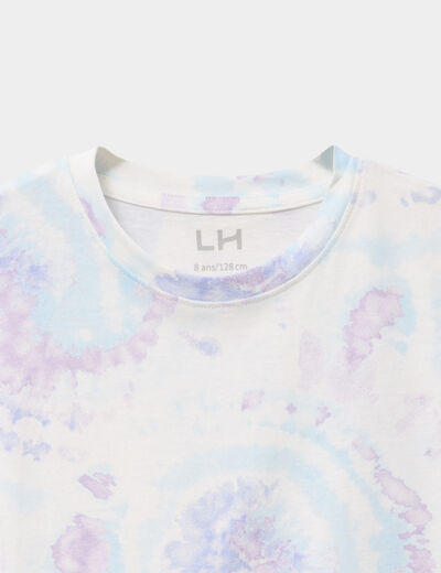 T-shirt manches courtes coton bleu pastel fille