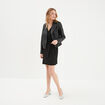 Robe portefeuille plis taille noir femme
