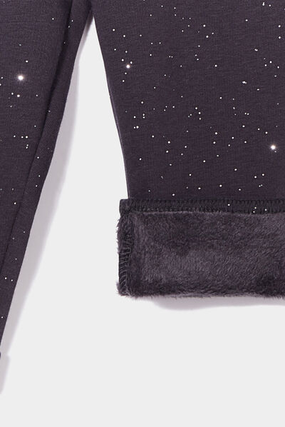 Pantalon doublé à paillettes gris foncé bébé fille