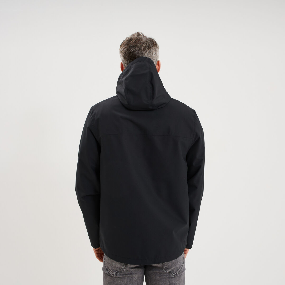 Blouson coupe-vent imperm&eacute;able &agrave; capuche noir homme