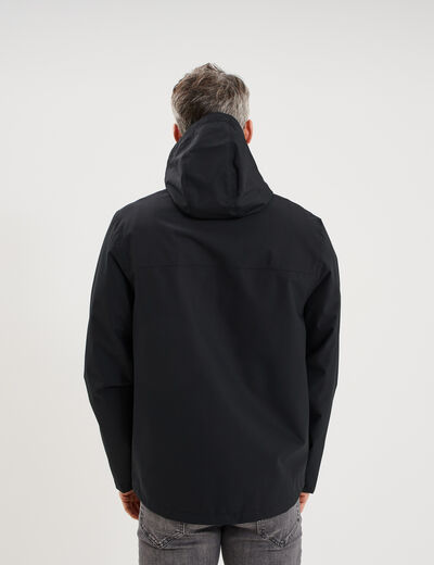 Blouson coupe-vent imperm&eacute;able &agrave; capuche noir homme