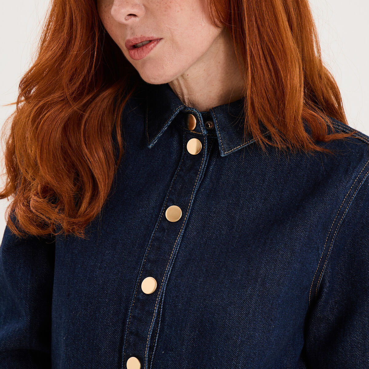 Robe courte en denim manches 3/4 denim brut femme