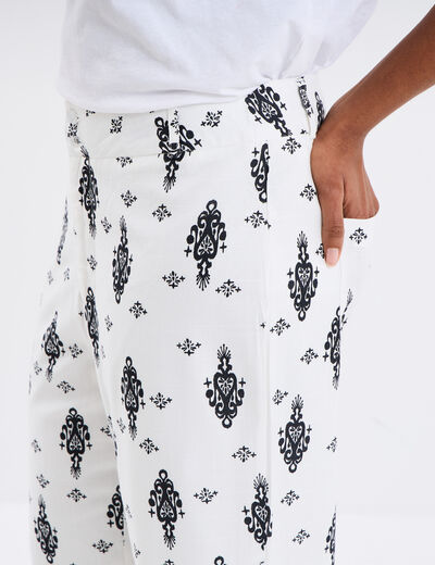Pantalon regular ecru femme