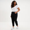 Jeans mom cropped taille haute denim noir femme grande taille