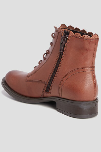 Bottines en cuir à lacets camel fille