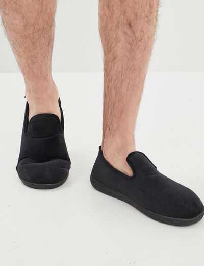 Pantoufles fourr&eacute;es bout rond noir homme