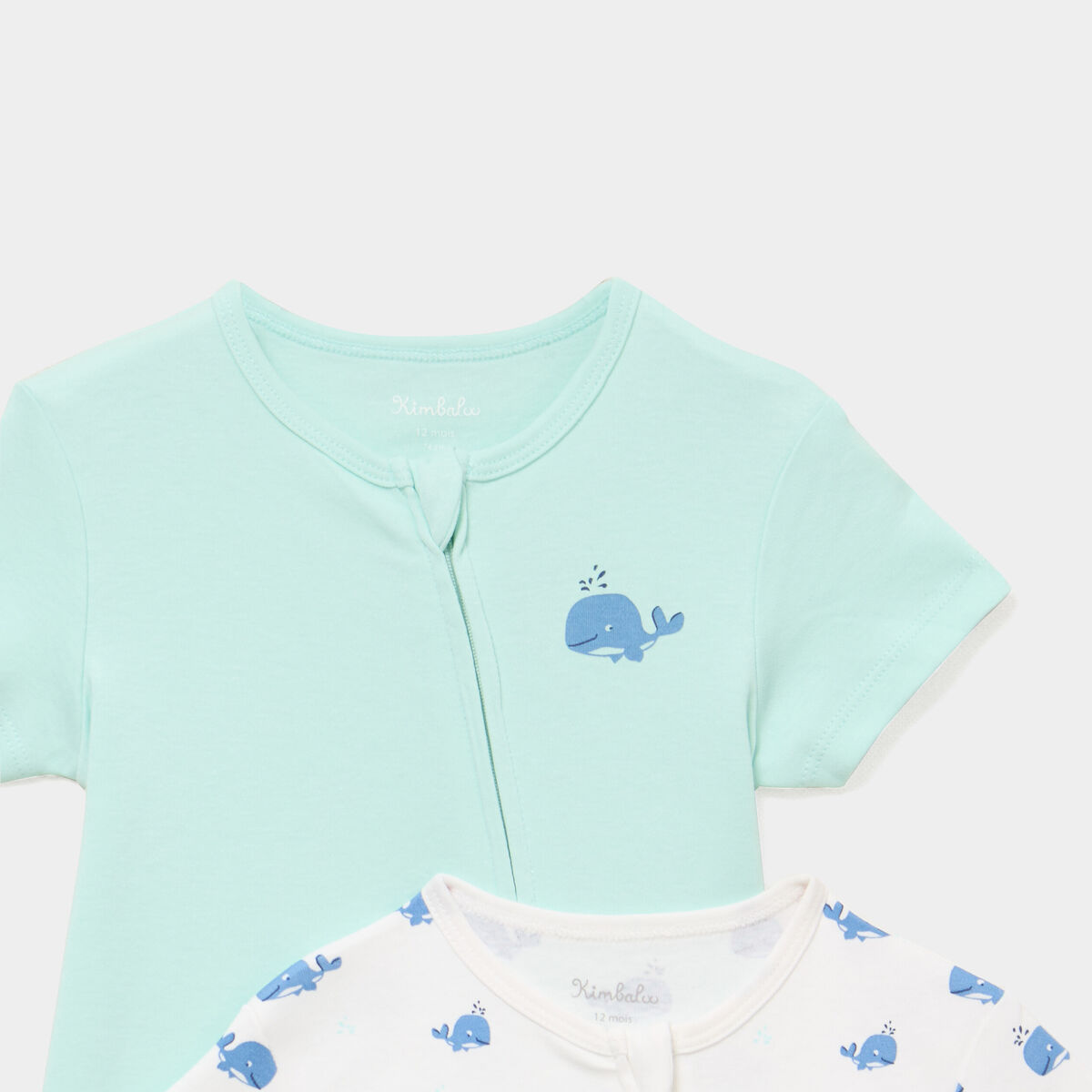 Lot 2 combishorts manches courtes coton ecru b&eacute;b&eacute;