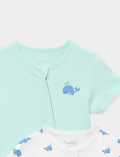 Lot 2 combishorts manches courtes coton ecru b&eacute;b&eacute;